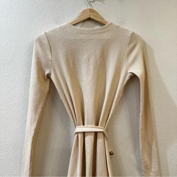 Splendid Botanical Dyed Rib Button Front Sweater Dress Almond Size XS