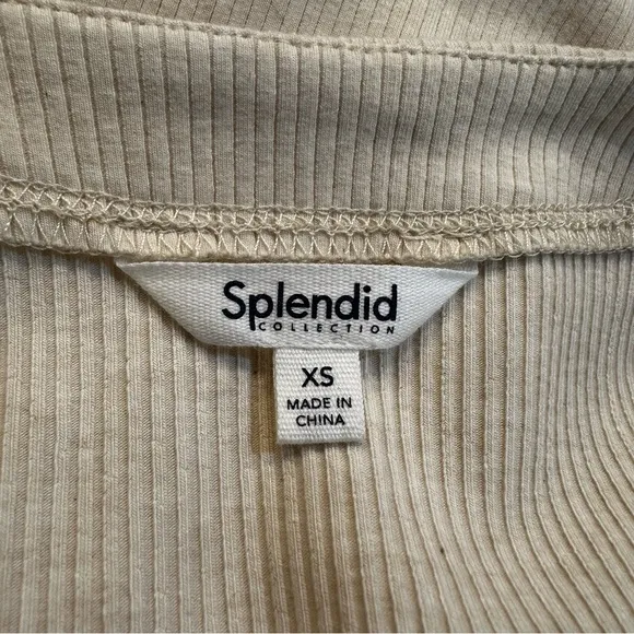 Splendid Botanical Dyed Rib Button Front Sweater Dress Almond Size XS