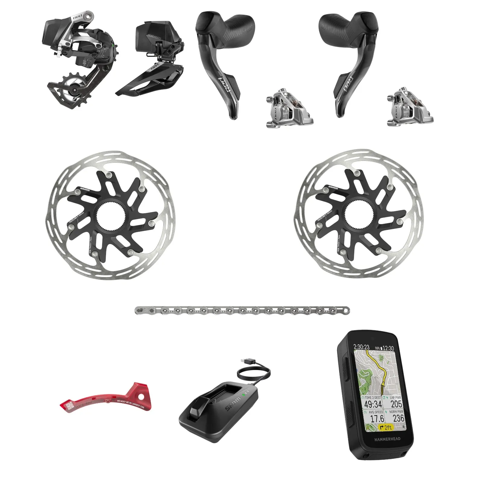 SRAM Red eTap AXS 2X E1 Electronic HRD Groupset with Hammerhead Karoo