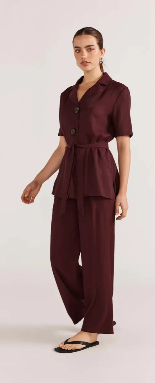 Staple The Label Astor Belted Shirt | Wine