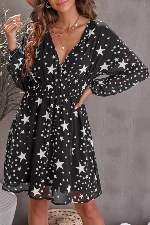 Star Pattern V-Neck Tunic Dress