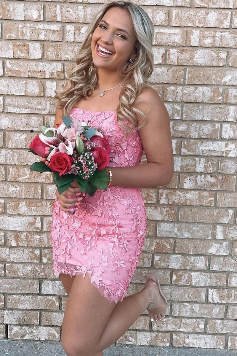Strapless Applique Mini Party Dresses