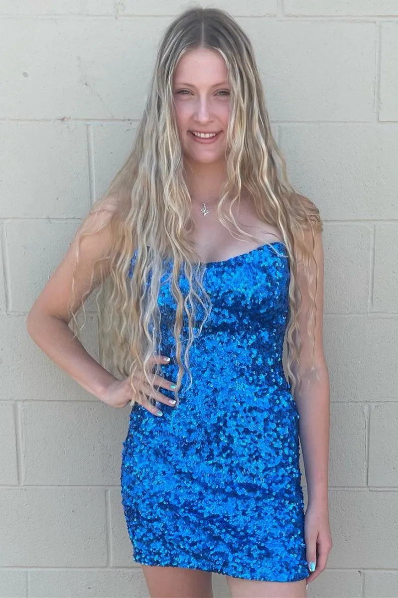 Strapless Sequin Mini Homecoming Dresses