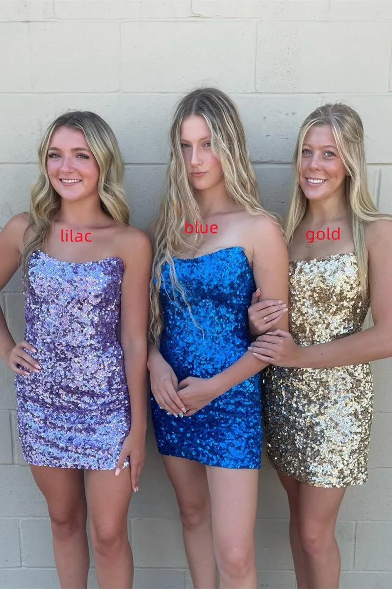 Strapless Sequin Mini Homecoming Dresses