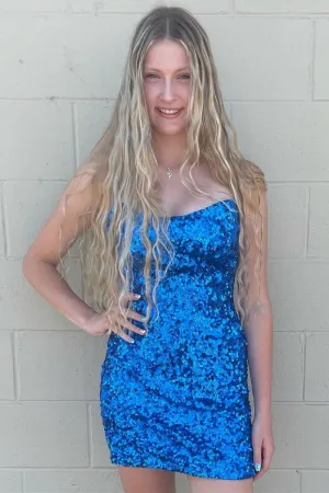 Strapless Sequin Mini Homecoming Dresses