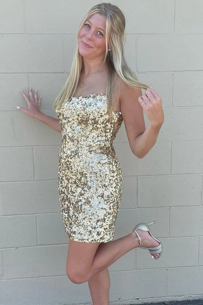 Strapless Sequin Mini Homecoming Dresses