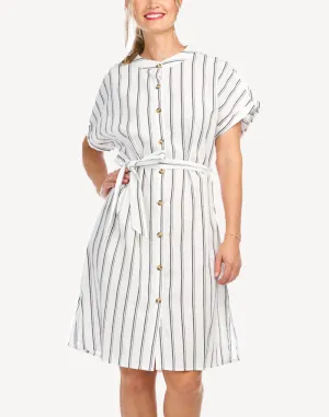 Stripe Belted Button Down Dress