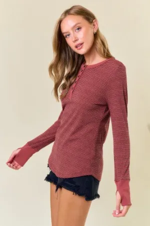 Stripe Contrast L/S Henley