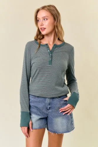 Stripe Contrast L/S Henley