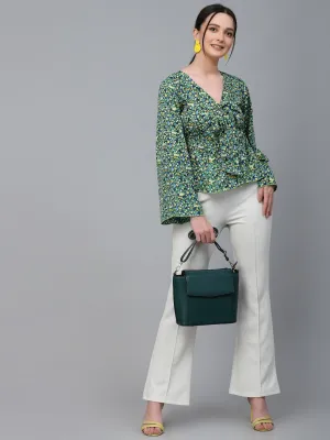 Style Quotient Women Multi Floral  Printed Polyester Regular Smart Casual Top