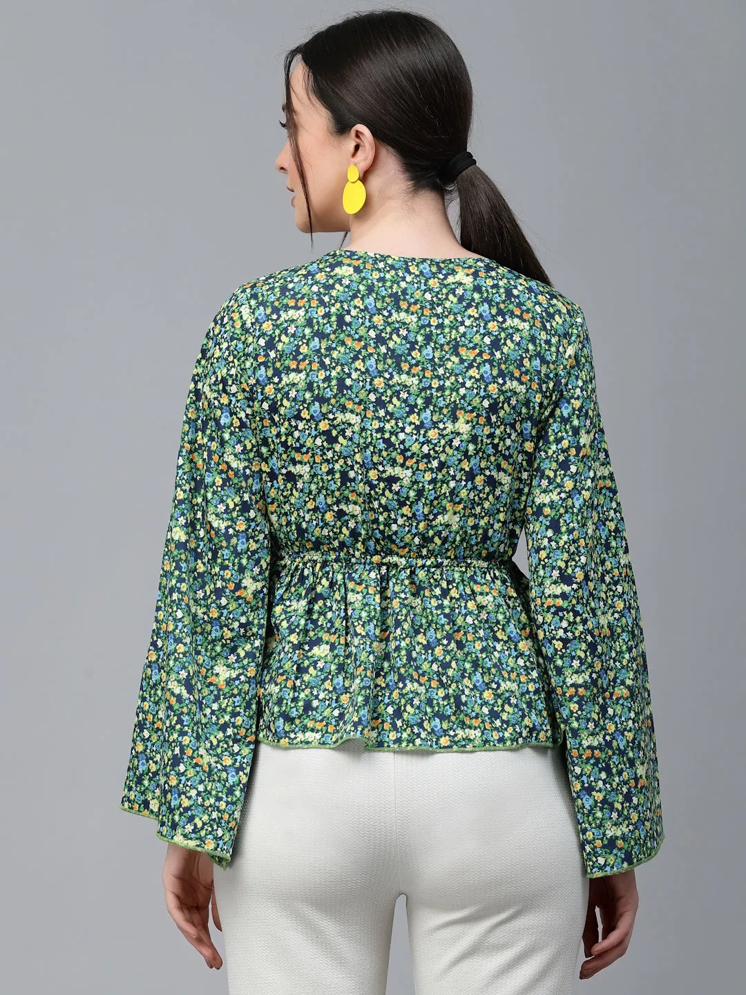 Style Quotient Women Multi Floral  Printed Polyester Regular Smart Casual Top