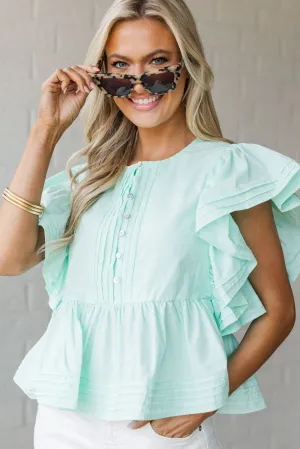 Sweetly Made Seafoam Green Babydoll Blouse