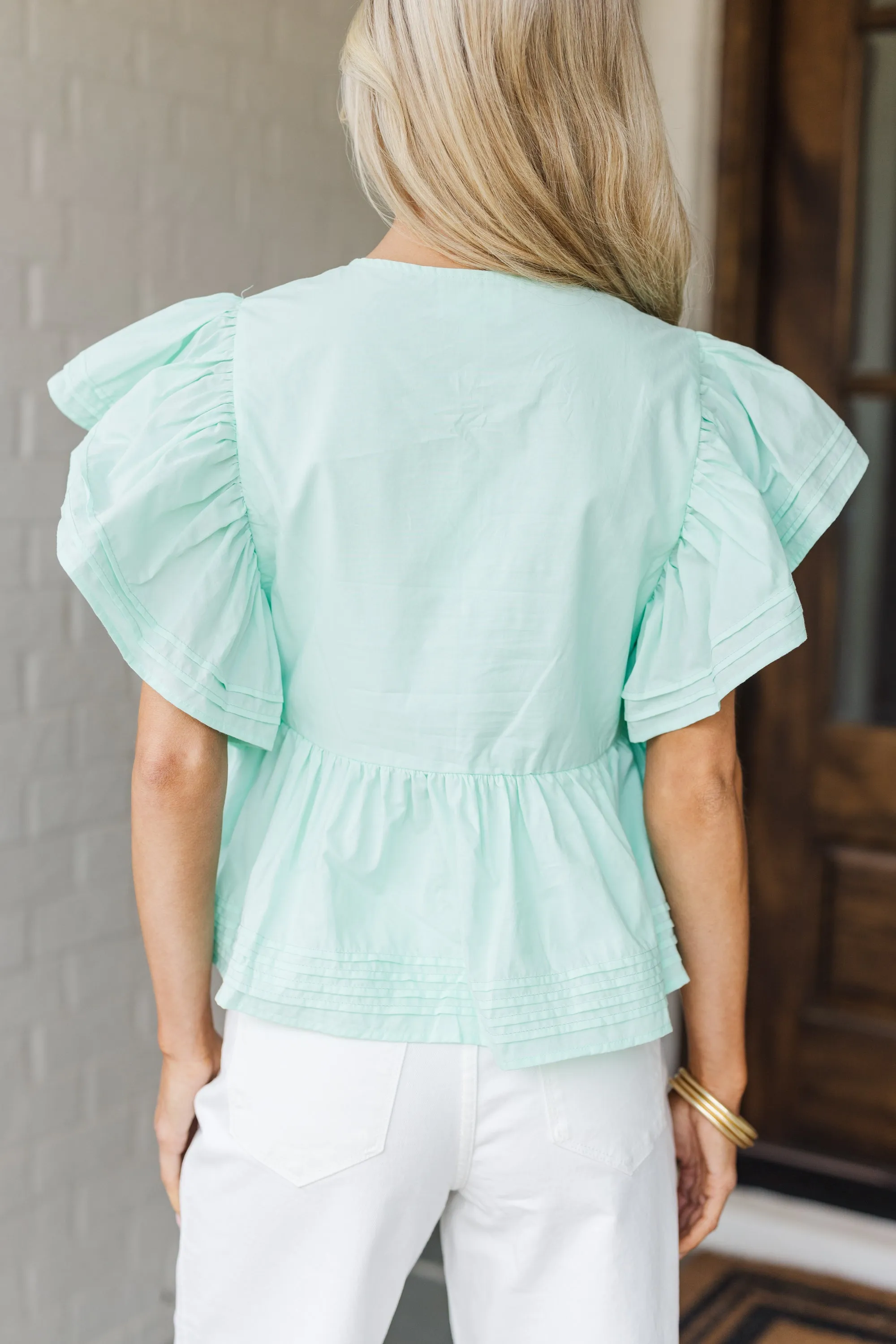 Sweetly Made Seafoam Green Babydoll Blouse