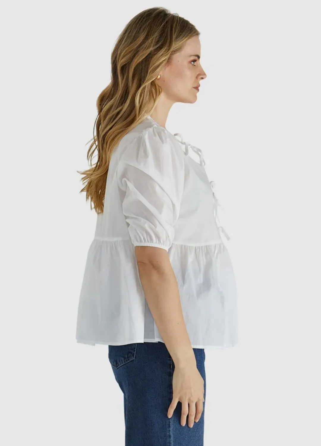 Sylvie Peplum Top - White