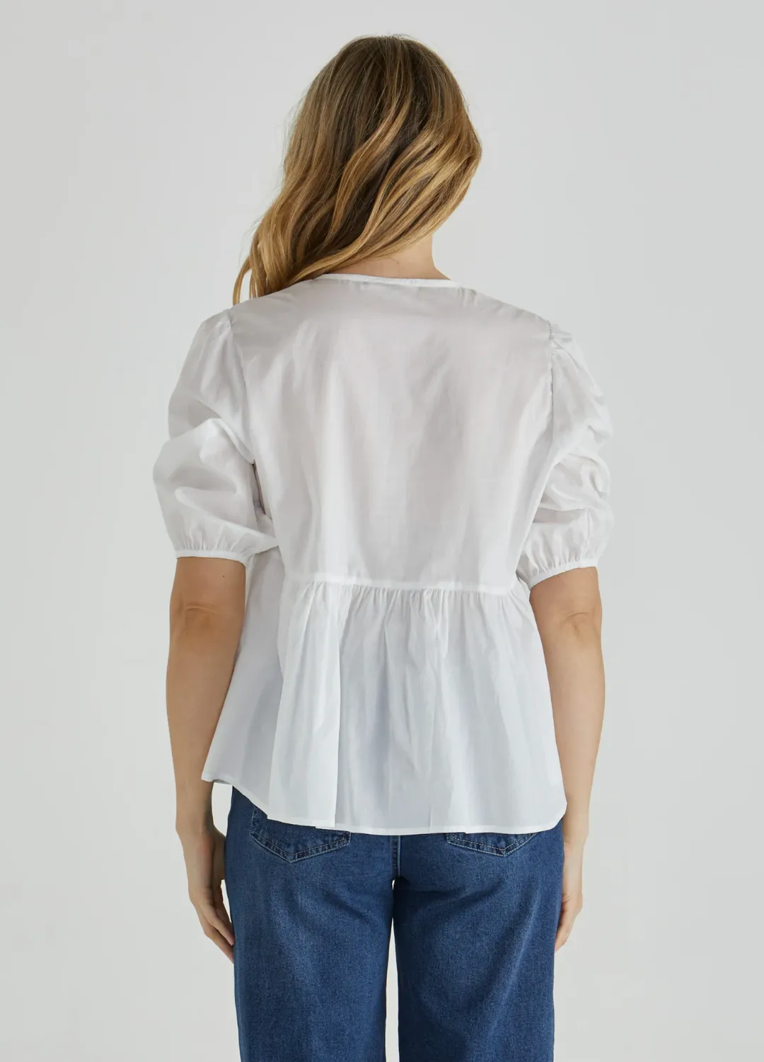 Sylvie Peplum Top - White