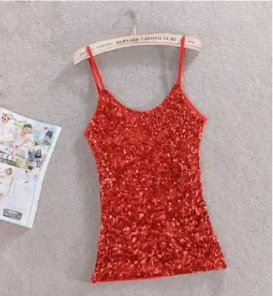 Tank Tops Women Clothing Summer Sleeveless Casual Slim Shirt Woman Streetwear Sexy Sequins Top Ladies Clothes Camis