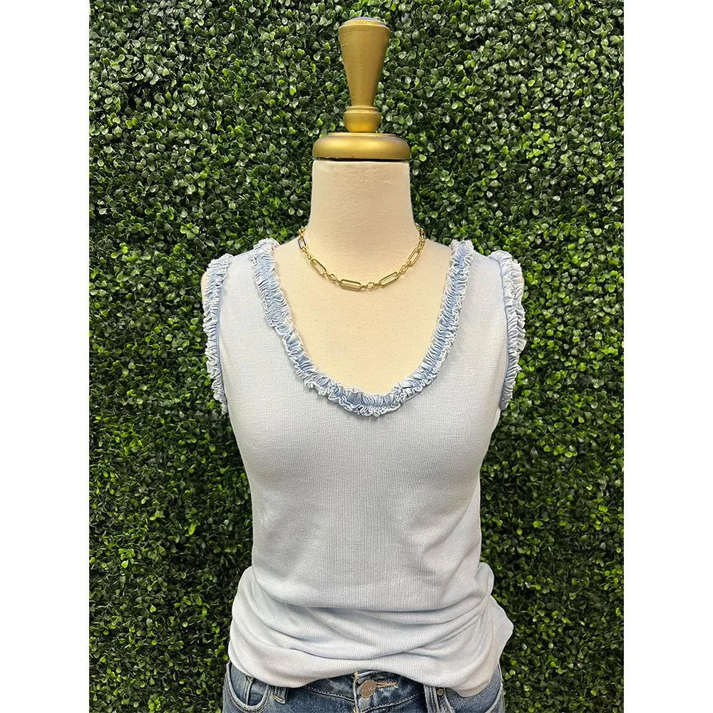 Tessa Baby Blue Ribbed Tank Top