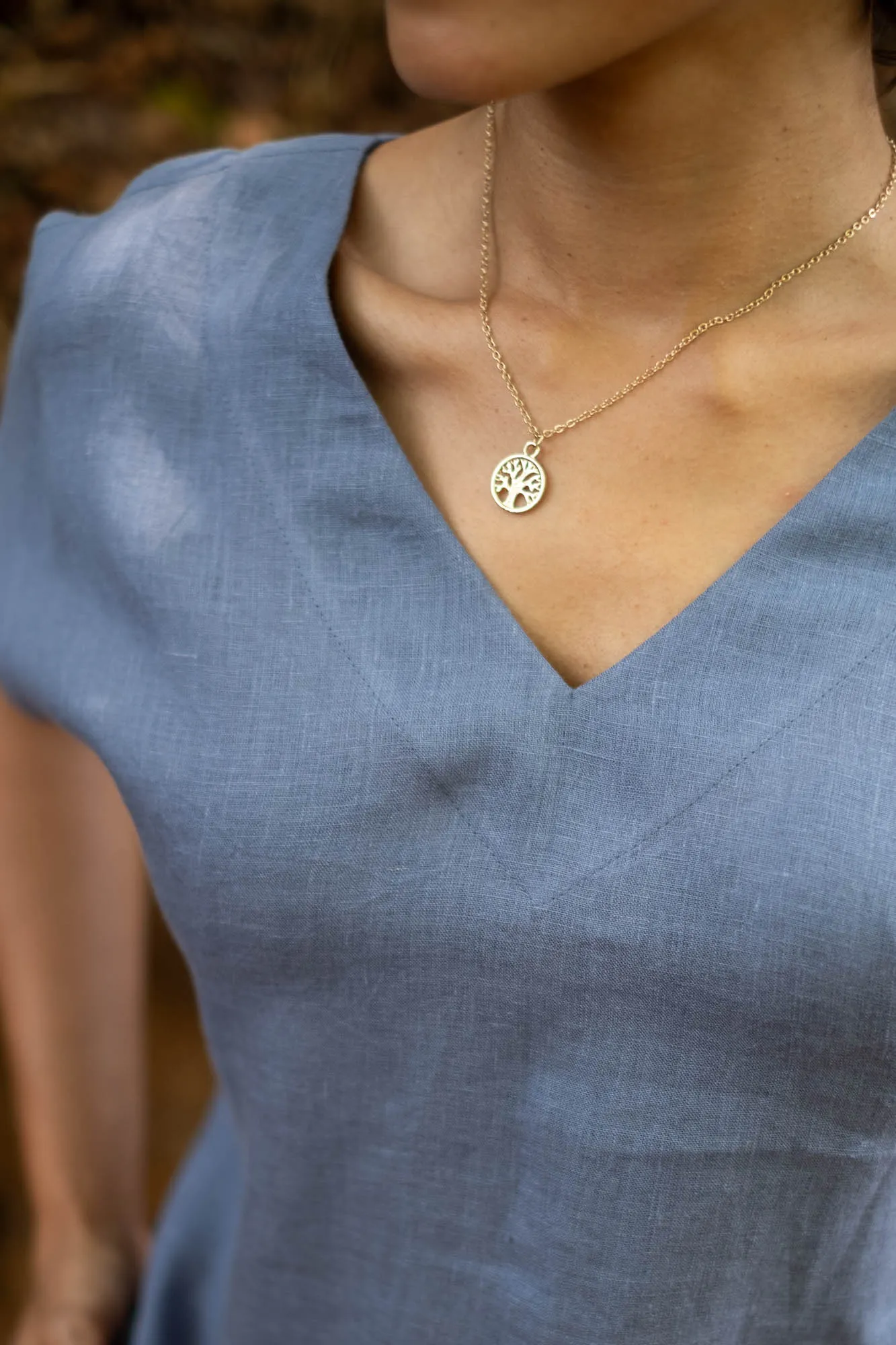 The Linen V Neck Shift Dress
