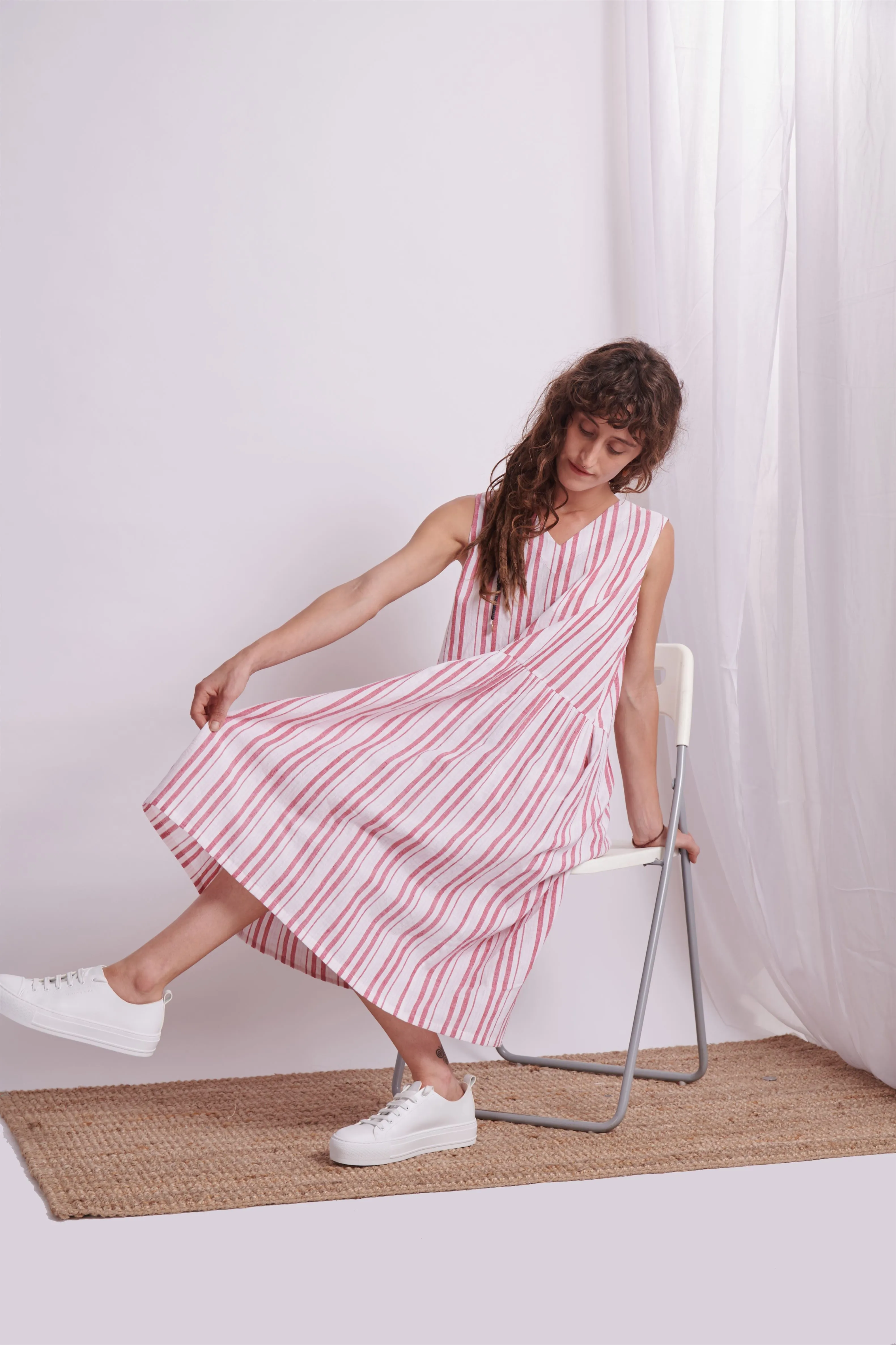 The Plavate I Monolit Iâ€™m on Vacation  Dress Cotton Red Stripes Daily Collection AW22-08