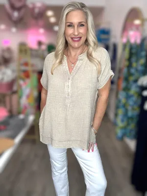 The Washed Gauze Henley Top