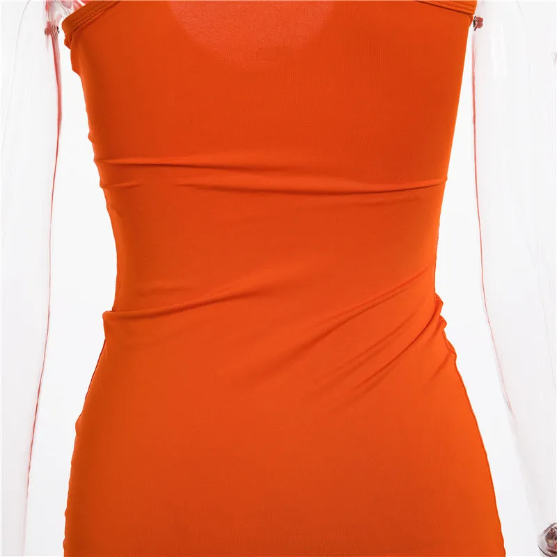 Thin Straps V-neck Halter Strap Tight Mid-length Dress