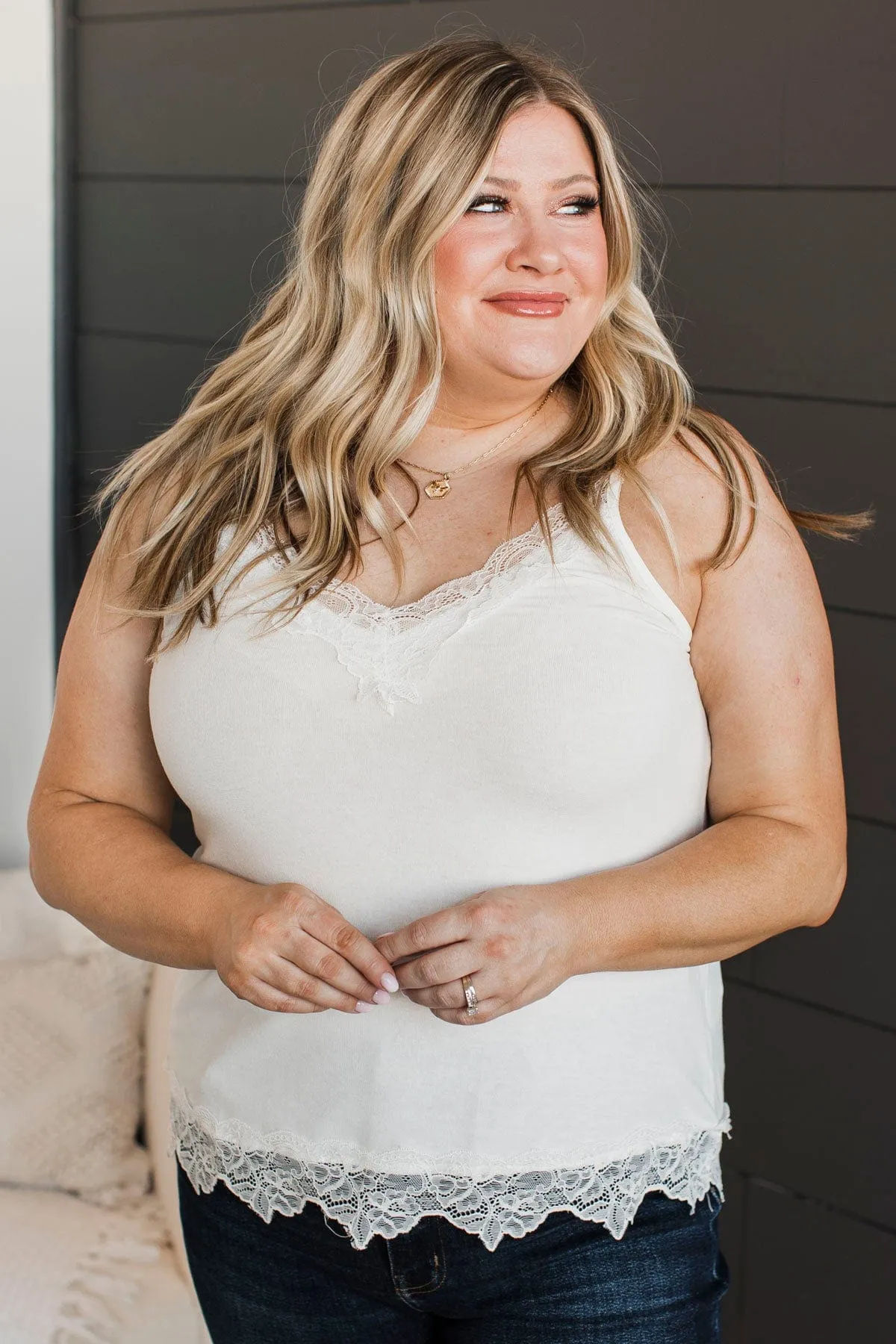 Truly Stunning Lace Cami Tank- Ivory