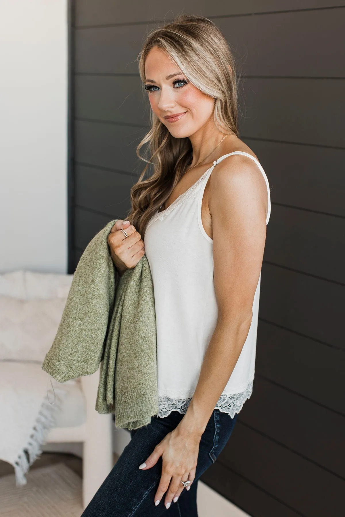 Truly Stunning Lace Cami Tank- Ivory