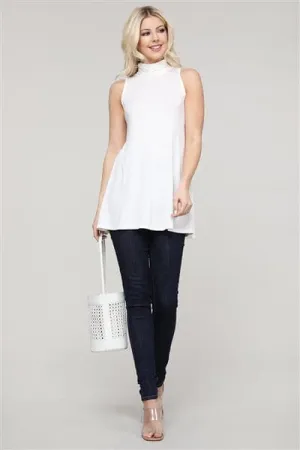 Turtle Neck Sleeveless Tunic Ivory - Pack of 6
