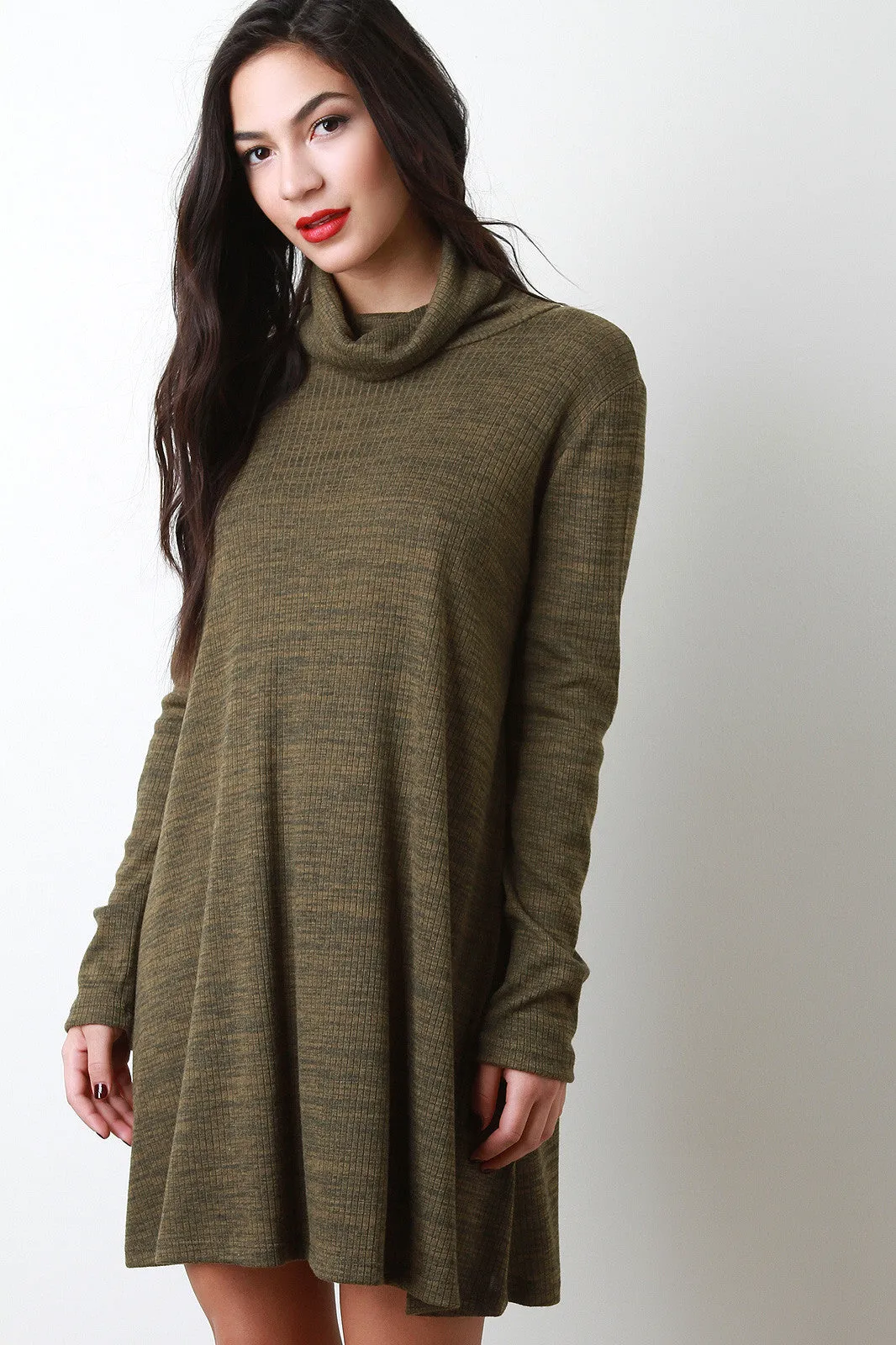 Turtleneck Shift Sweater Dress