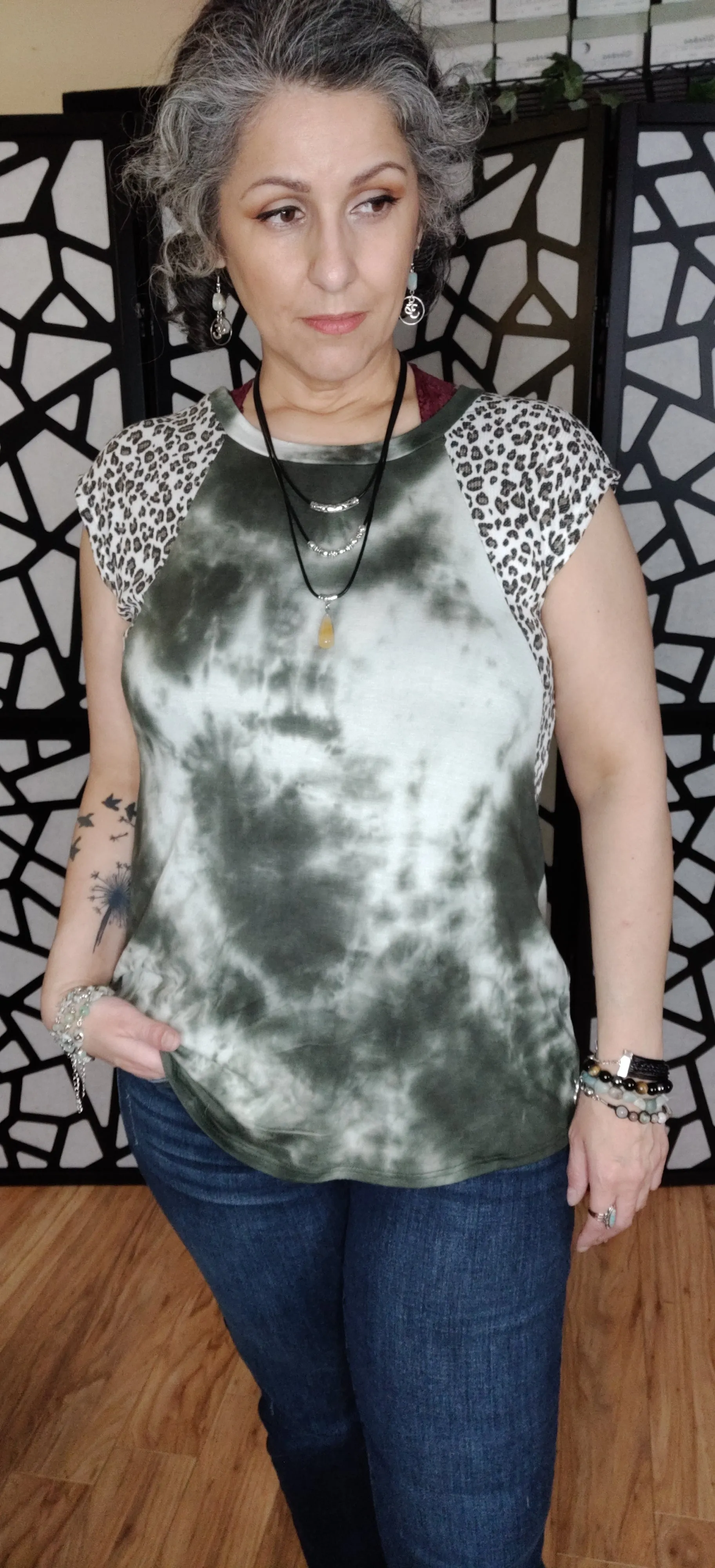 Tye-Dyed/Leopard Print Tee