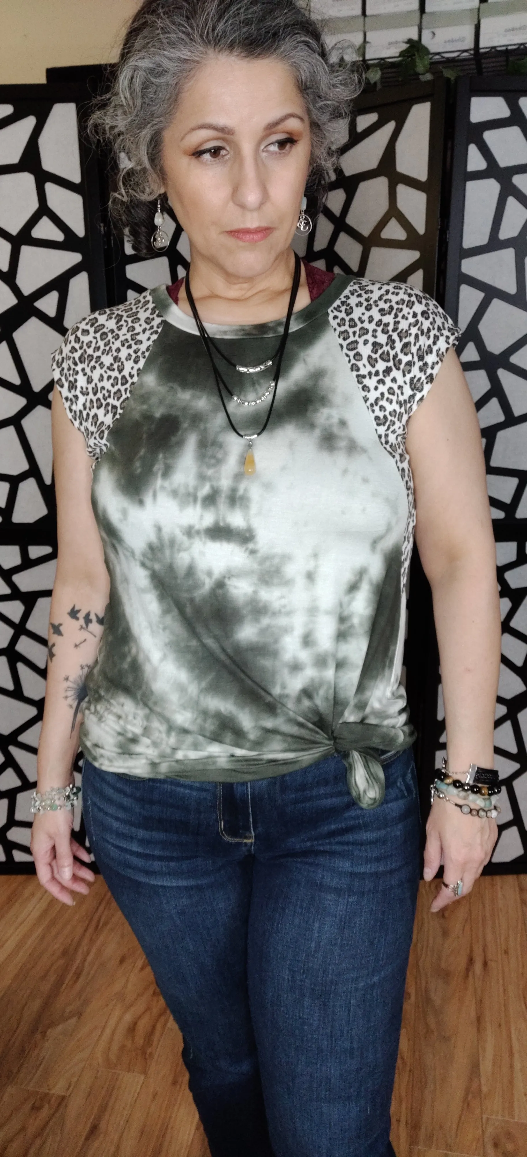 Tye-Dyed/Leopard Print Tee