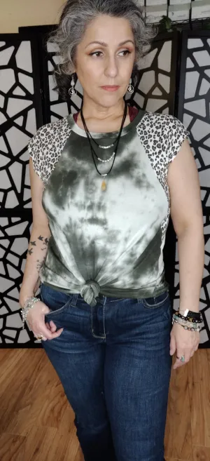 Tye-Dyed/Leopard Print Tee