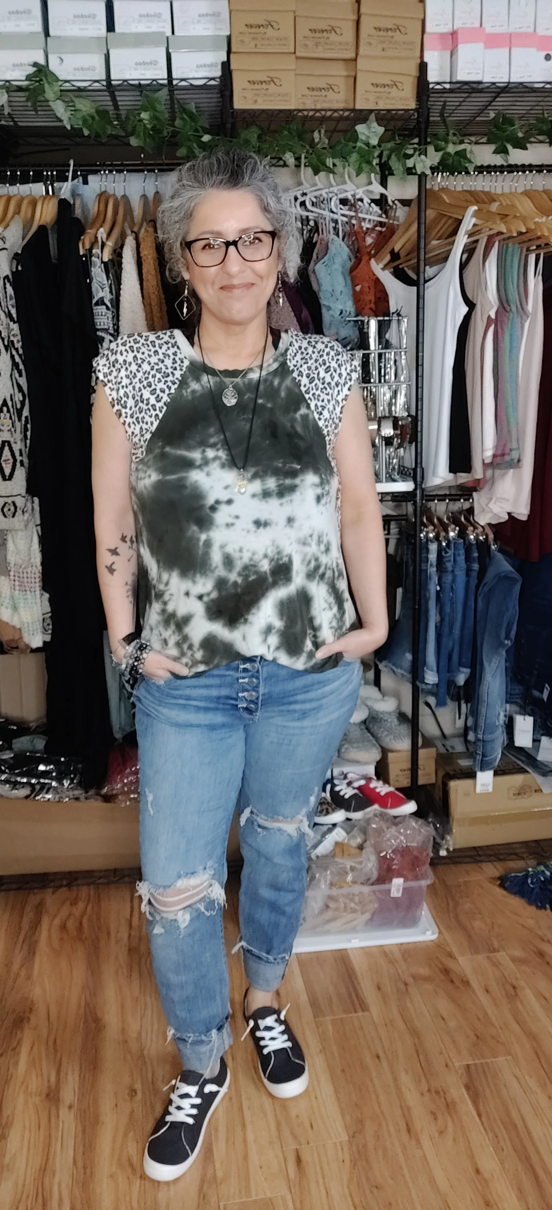 Tye-Dyed/Leopard Print Tee