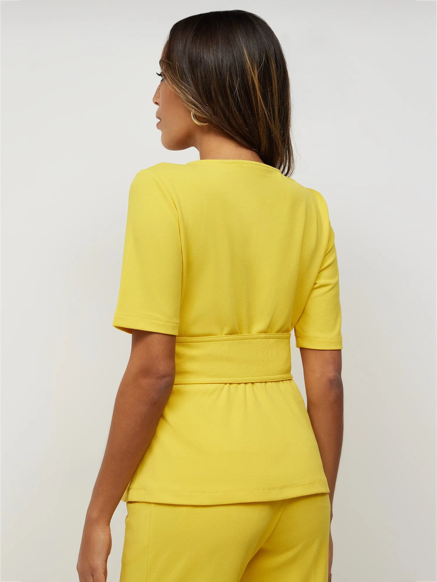 V-Neck Belted Top - Magic Crepe®