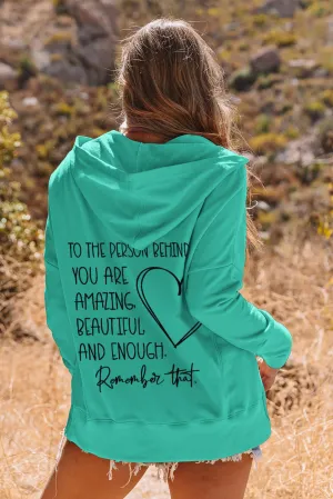 Valentine Heart & Slogan Print Henley Hoodie