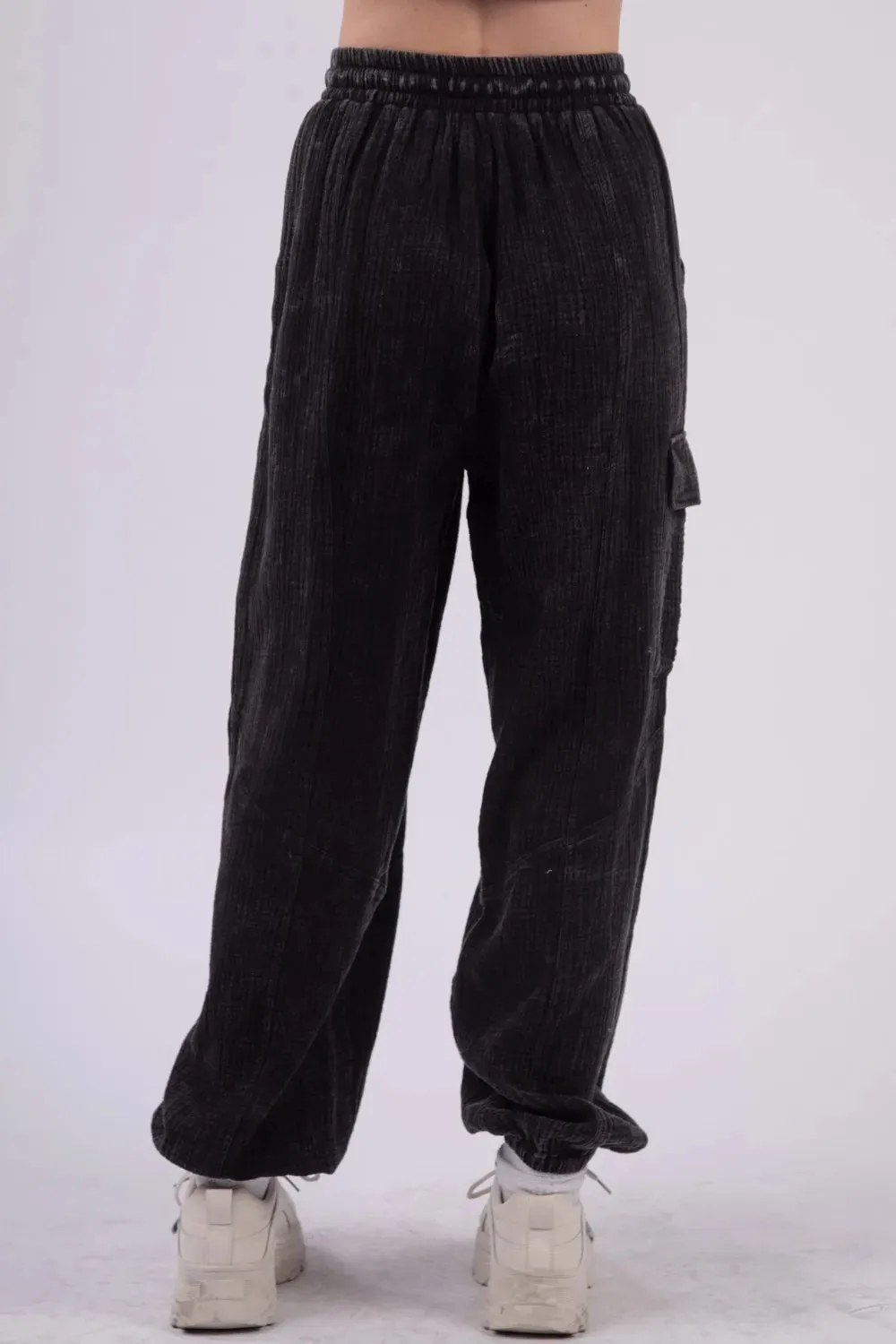 VERY J Washed Woven Crinkle Gauze Drawstring Pants For Women