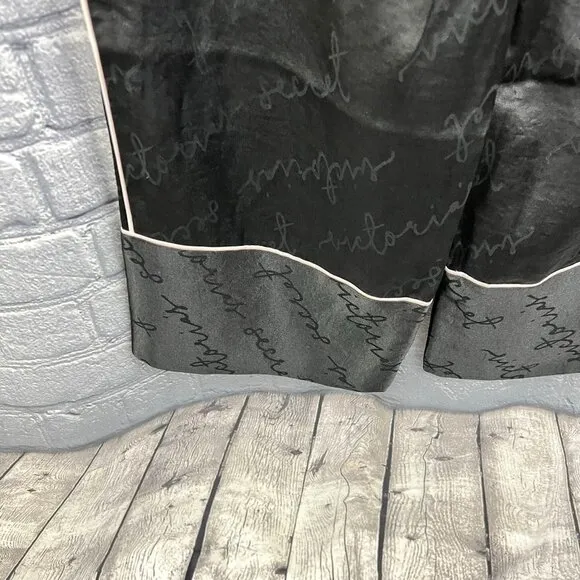 Victoria's Secret Black Satin Silky Pajama Pants Lounge M Spell Out