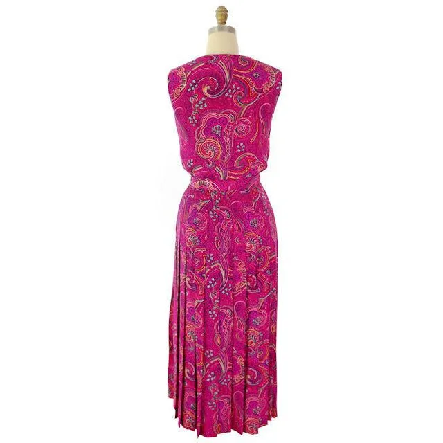 Vintage Gloria Sachs 3PC Silk Paisley Outfit Skirt/Blouse/Camisole 1980s NOS Sz 8