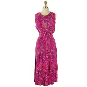 Vintage Gloria Sachs 3PC Silk Paisley Outfit Skirt/Blouse/Camisole 1980s NOS Sz 8