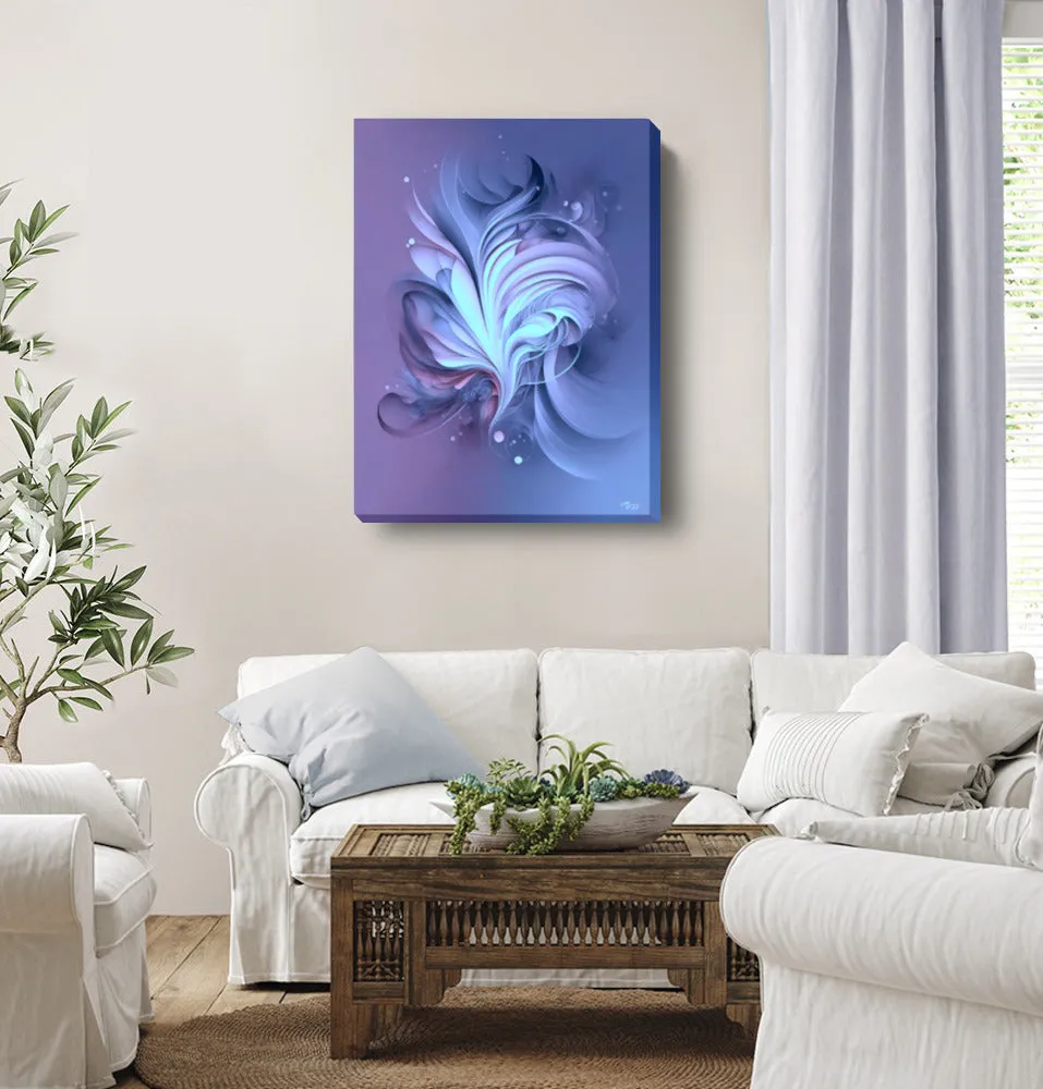 Violet and Blue Modern Art Canvas Print, Zen Minimalism with Positive Energy and Symbolism - "Twilight"