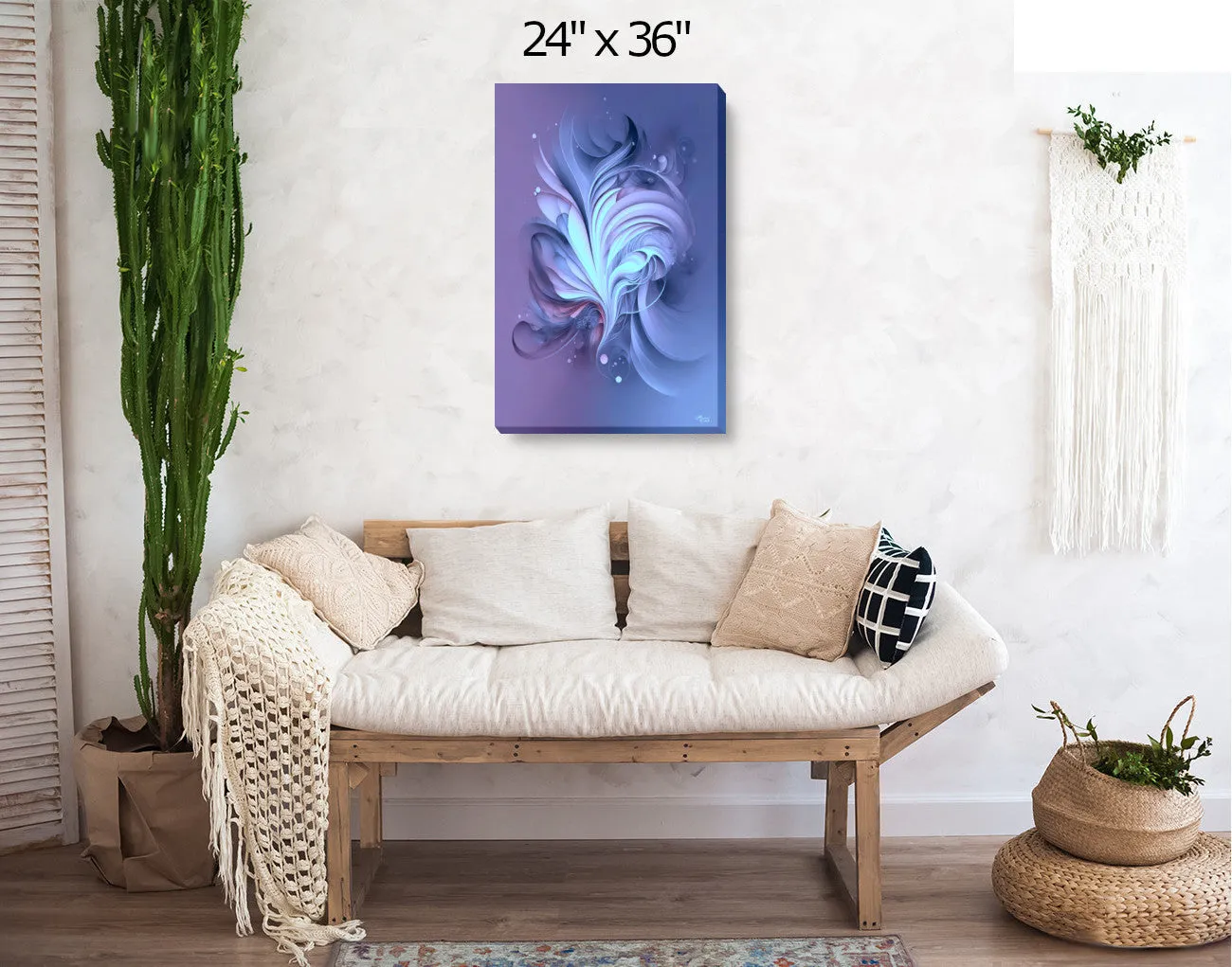 Violet and Blue Modern Art Canvas Print, Zen Minimalism with Positive Energy and Symbolism - "Twilight"
