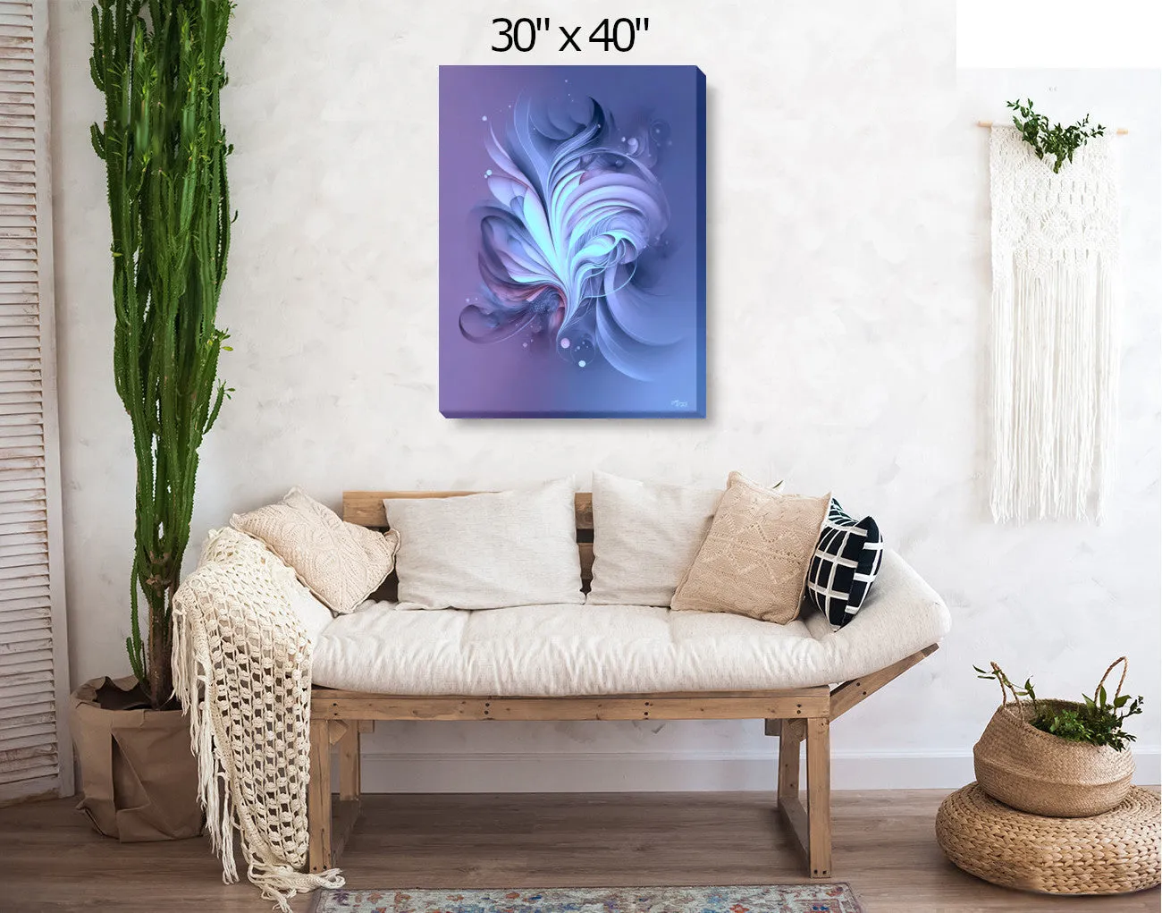 Violet and Blue Modern Art Canvas Print, Zen Minimalism with Positive Energy and Symbolism - "Twilight"
