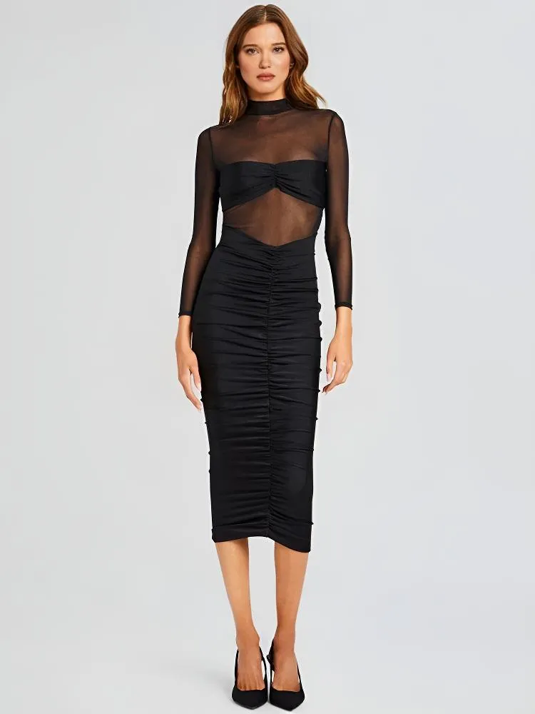 Vitré Lacceti Women's Sheer Mesh Bodycon Midi Dress