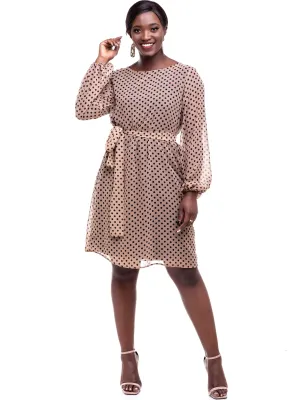 Vivo Zawadi Shift Dress - Brown Print