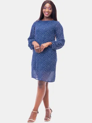 Vivo Zawadi Shift Dress - Navy Print
