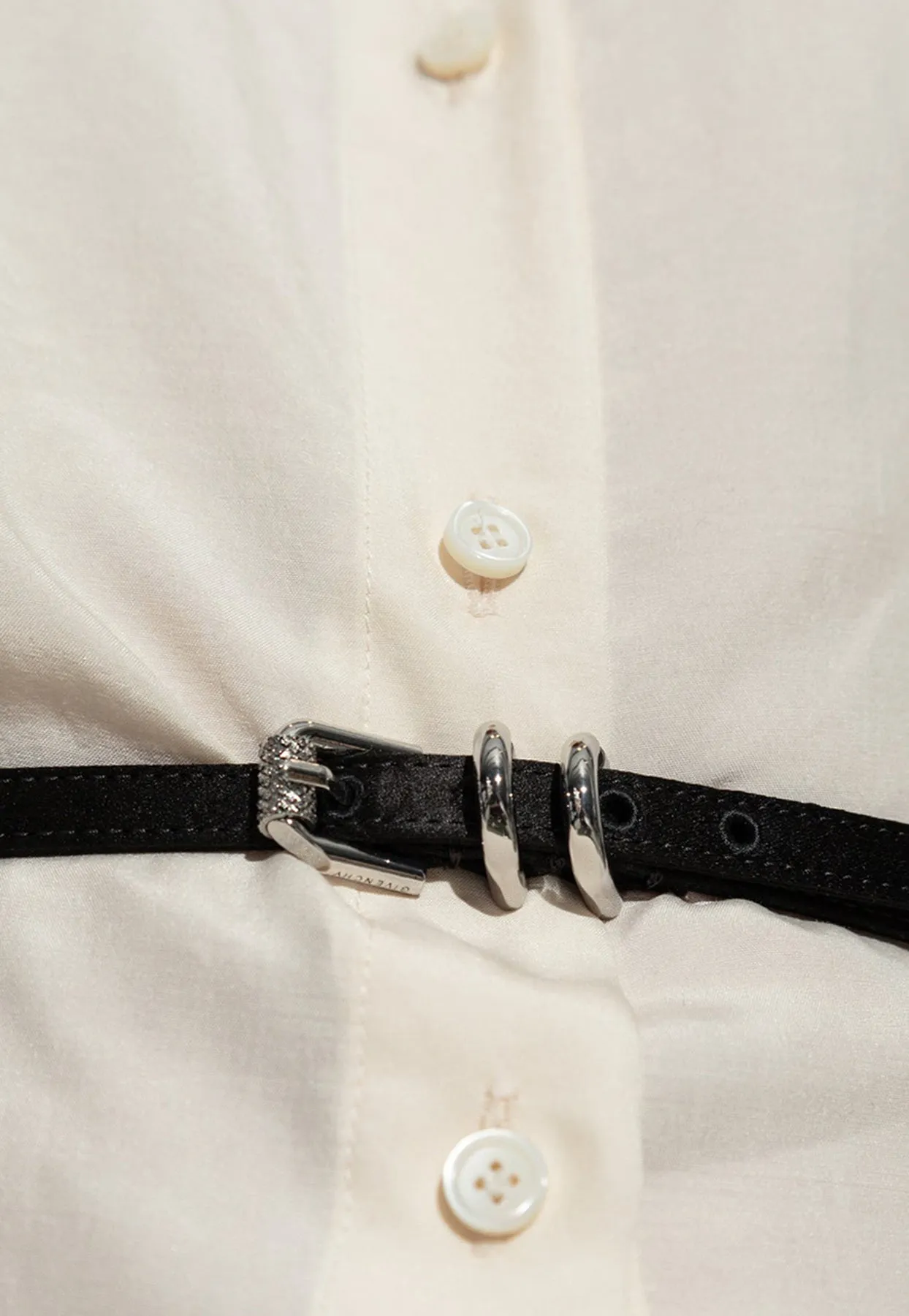 Voyou Silk Button-Up Belted Shirt