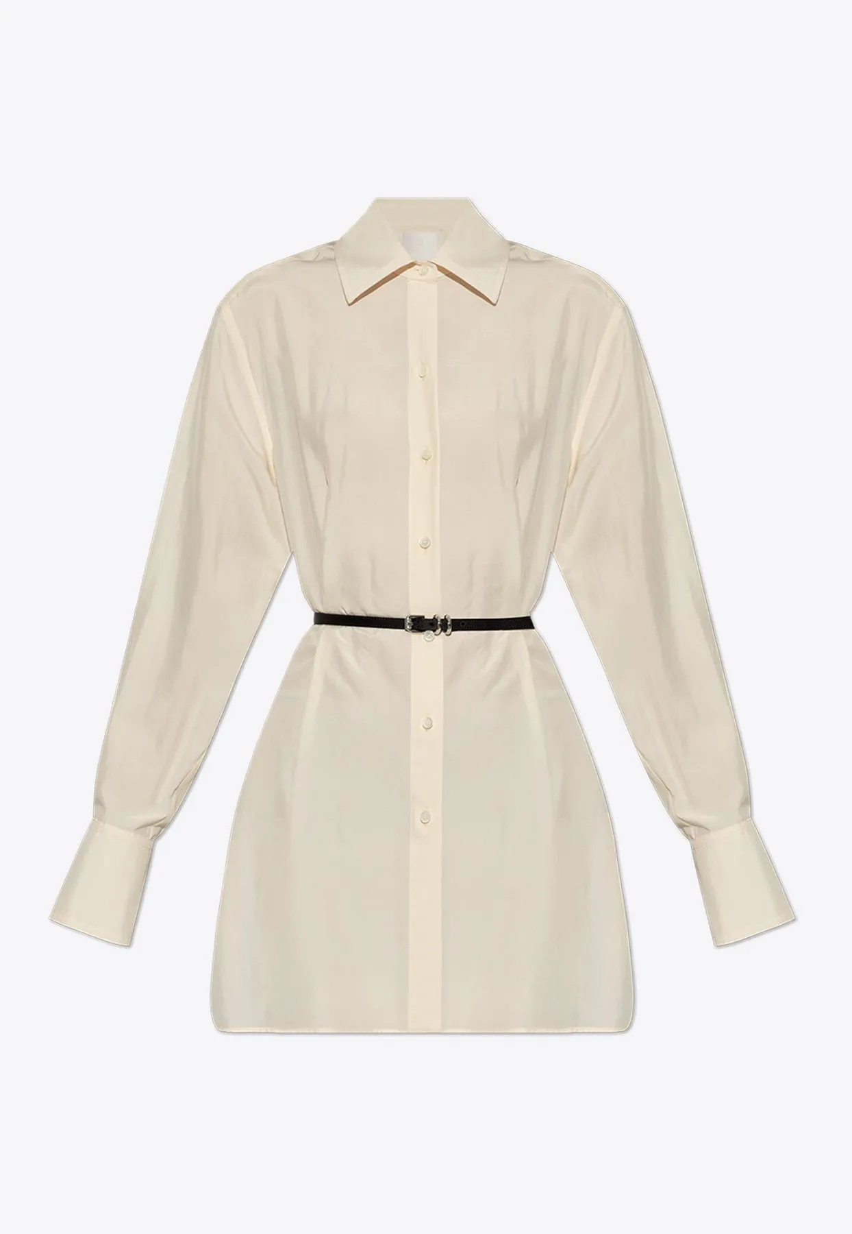 Voyou Silk Button-Up Belted Shirt