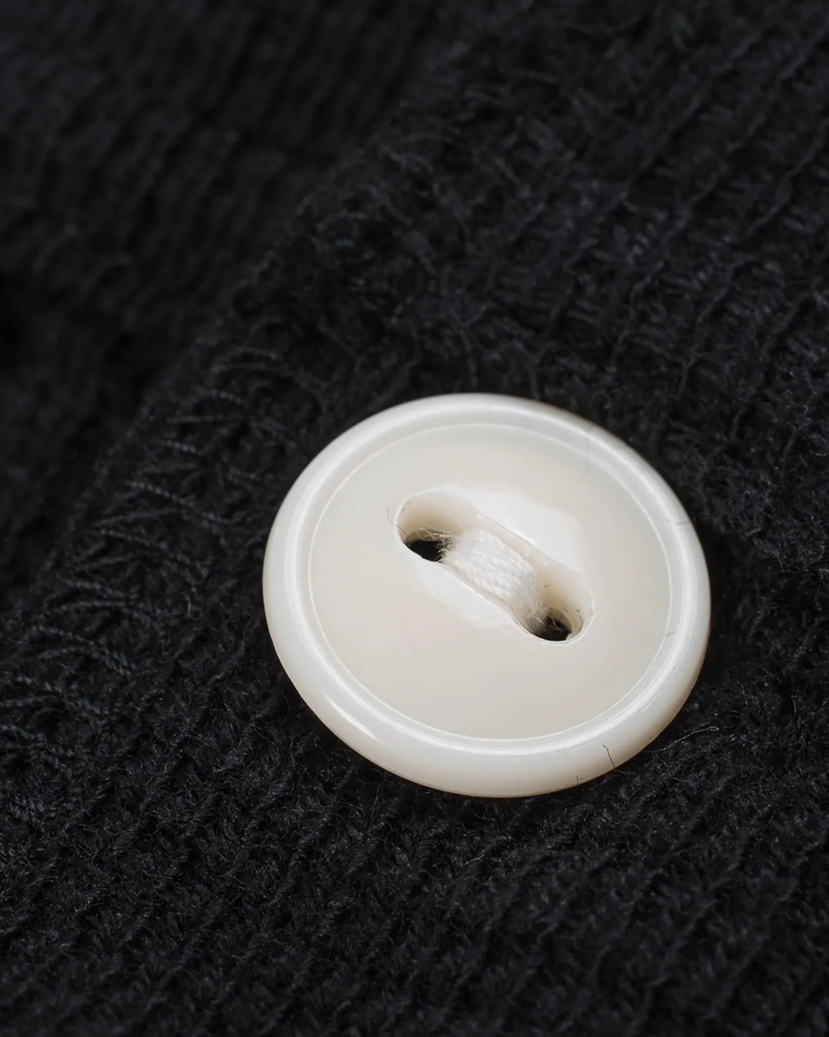 Waffle Knit Long Sleeved Thermal Henley - Black
