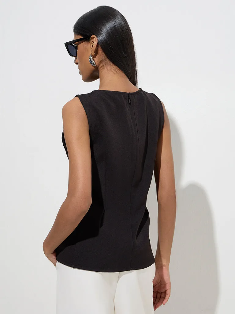 Wardrobe Black Solid Peplum Top