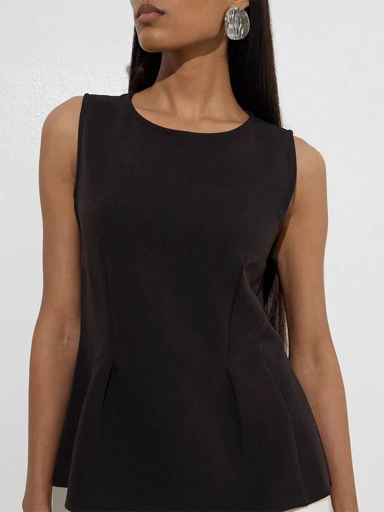 Wardrobe Black Solid Peplum Top